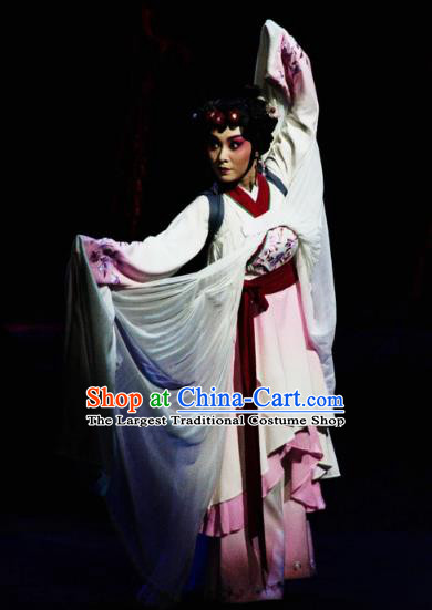 Chinese Sichuan Opera Distress Maiden Du Juan Costumes and Hair Accessories Hui Lan Ji Traditional Peking Opera Young Female Dress Hua Tan Apparels