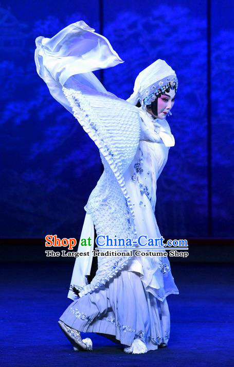 Chinese Ping Opera Tsing Yi Distress Maiden Zhao Jintang Apparels Costumes and Headpieces Traditional Pingju Opera Widow Dress Garment