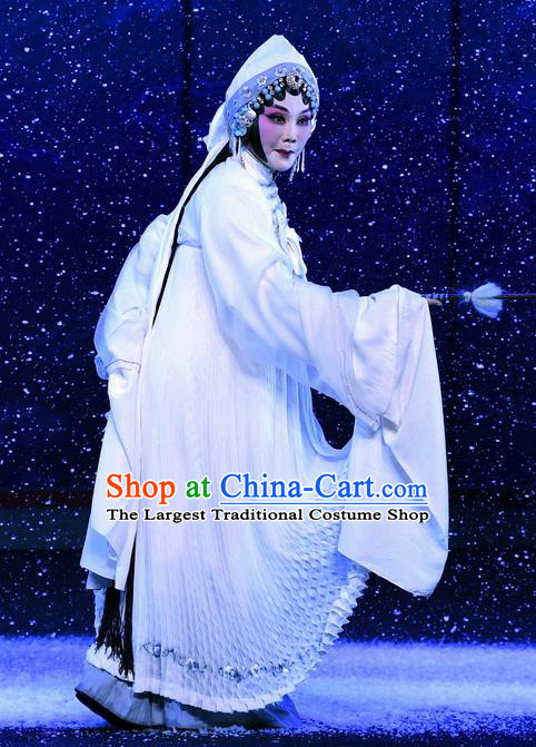 Chinese Ping Opera Tsing Yi Distress Maiden Zhao Jintang Apparels Costumes and Headpieces Traditional Pingju Opera Widow Dress Garment