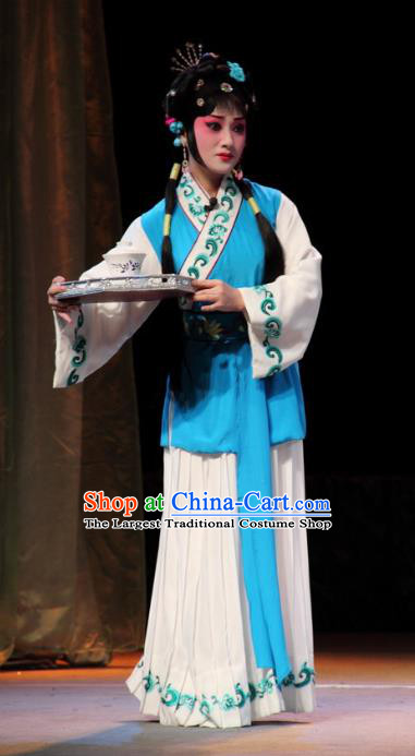 Chinese Sichuan Opera Young Lady Costumes and Hair Accessories Traditional Peking Opera Xiaodan Dress Maidservant Yan Yan Apparels