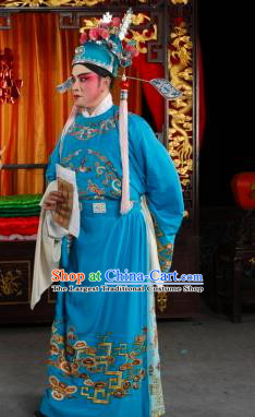 Yan Yan Chinese Sichuan Opera Young Male Apparels Costumes and Headpieces Peking Opera Scholar Garment Childe Li Weide Clothing