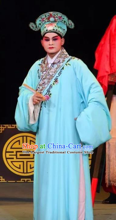 Fen Xiang Ji Chinese Sichuan Opera Young Male Apparels Costumes and Headpieces Peking Opera Xiaosheng Garment Scholar Wang Kui Clothing