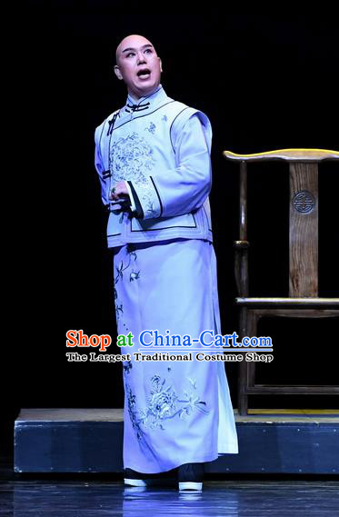 Jin E Chinese Ping Opera Qing Dynasty Young Male Garment Costumes and Headwear Pingju Opera Xiaosheng Cao Jintang Apparels Clothing