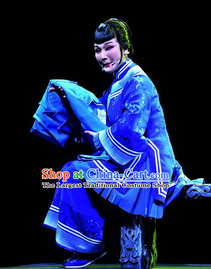 Chinese Ping Opera Elderly Female Apparels Costumes and Headpieces Jin E Traditional Pingju Opera Foster Woman Dress Garment