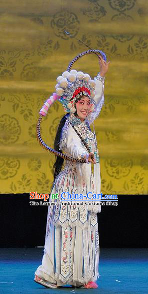 Chinese Sichuan Opera The Legend of White Snake Garment Costumes and Hair Accessories Traditional Peking Opera Wudan Dress Martial Female Bai Suzhen Apparels