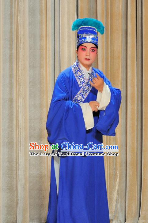 The Legend of White Snake Chinese Sichuan Opera Young Male Apparels Costumes and Headpieces Peking Opera Xiaosheng Garment Scholar Xu Xian Clothing