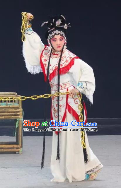 Chinese Sichuan Opera Hua Tan The Legend of White Snake Garment Costumes and Hair Accessories Traditional Peking Opera Young Lady Dress Heroine Bai Suzhen Apparels