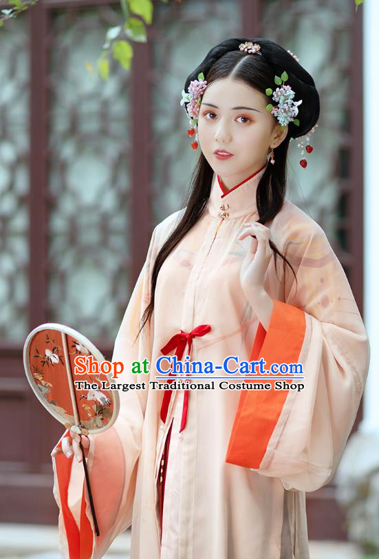 Chinese Ancient Royal Princess Hanfu Garment Traditional Ming Dynasty Embroidered Historical Costumes Complete Set for Nobility Lady