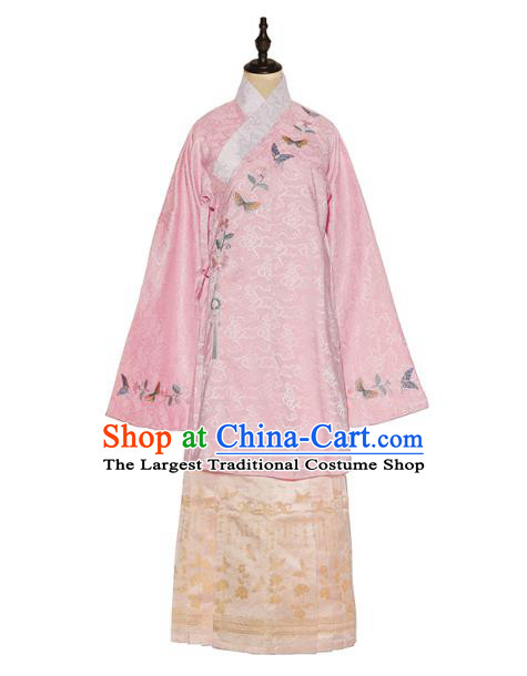 Chinese Traditional Ming Dynasty Patrician Lady Embroidered Hanfu Dress Ancient Court Woman Apparels Historical Costumes