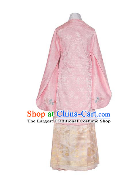 Chinese Traditional Ming Dynasty Patrician Lady Embroidered Hanfu Dress Ancient Court Woman Apparels Historical Costumes