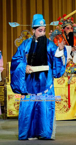 Jin Dian Shen La Chinese Sichuan Opera Prime Minister Wang Yun Apparels Costumes and Headpieces Peking Opera Elderly Male Garment Official Clothing