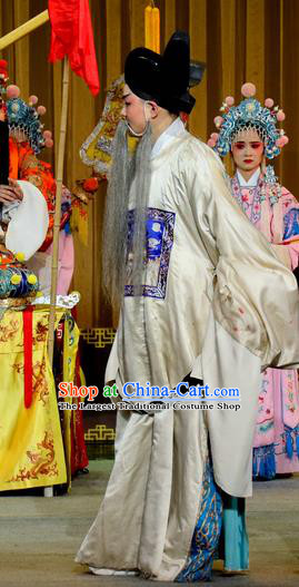 Jin Dian Shen La Chinese Sichuan Opera Official Apparels Costumes and Headpieces Peking Opera Elderly Male Garment Laosheng Clothing