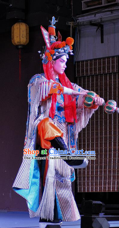 Chinese Sichuan Opera Swordsman Apparels Costumes and Headpieces Peking Opera Wusheng Garment Martial Male Clothing