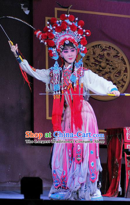 Chinese Sichuan Opera Female Swordsman Garment Costumes and Hair Accessories Traditional Peking Opera Wudan Dress Martial Lady Apparels