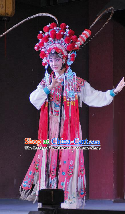 Chinese Sichuan Opera Female Swordsman Garment Costumes and Hair Accessories Traditional Peking Opera Wudan Dress Martial Lady Apparels