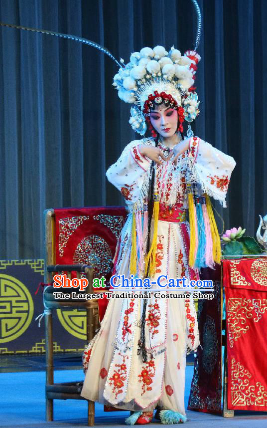 Chinese Sichuan Opera Actress Xia Gu Garment Costumes and Hair Accessories Traditional Peking Opera Bi Bo Hong Lian Hua Tan Dress Princess Apparels