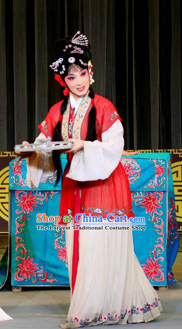 Chinese Sichuan Opera Actress Zhao Xia Garment Costumes and Hair Accessories Traditional Peking Opera Zhai Hong Mei Hua Tan Dress Young Lady Apparels