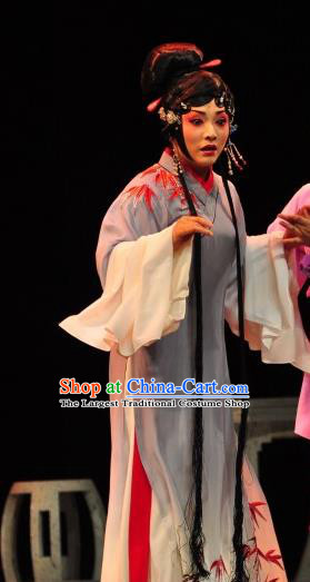 Chinese Sichuan Opera Distress Maiden Garment Costumes and Hair Accessories Traditional Peking Opera Courtesan Li Yaxian Dress Diva Apparels