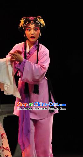 Chinese Sichuan Opera Servant Girl Garment Costumes and Hair Accessories Traditional Peking Opera Young Lady Dress Distress Li Yaxian Apparels