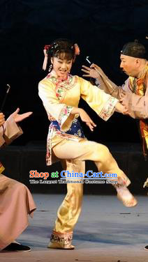 Chinese Sichuan Opera Young Female Garment Costumes and Hair Accessories Si Shui Wei Lan Traditional Peking Opera Village Girl Deng Yaogu Dress Apparels