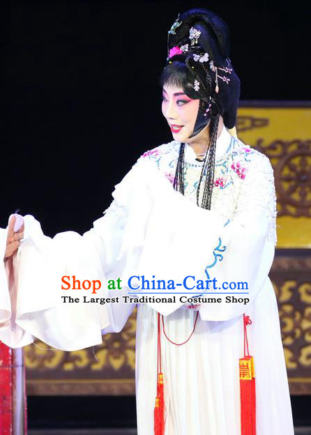 Chinese Sichuan Opera Actress Garment Costumes and Hair Accessories Sheng Si Pai Traditional Peking Opera Diva Dress Hua Tan Huang Qiuping Apparels