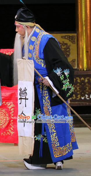 Sheng Si Pai Chinese Sichuan Opera Old Man Apparels Costumes and Headpieces Peking Opera Taoist Priest Garment Clothing