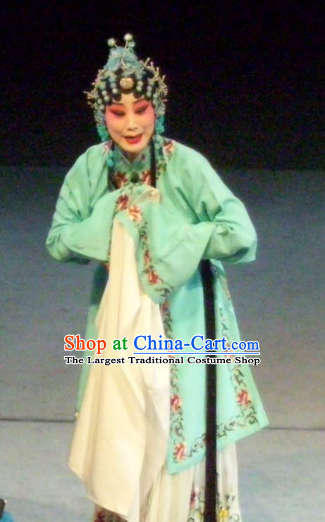 Chinese Sichuan Opera Young Female Garment Costumes and Hair Accessories Ma Qian Po Shui Traditional Peking Opera Actress Dress Diva Cui Qiaofeng Apparels