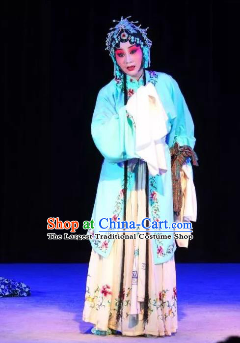 Chinese Sichuan Opera Young Female Cui Qiaofeng Garment Costumes and Hair Accessories Ma Qian Po Shui Traditional Peking Opera Actress Dress Diva Apparels