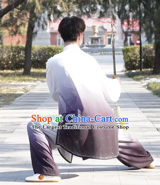 Top Male Kung Fu Costume Martial Arts Training Uniform Shaolin Wushu Clothing Tai Ji Competition Outfits