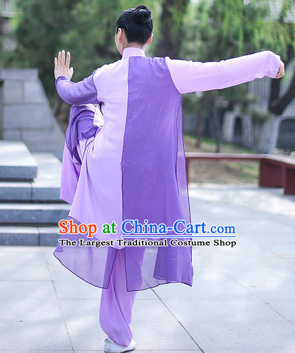 Professional Tai Chi Competition Costume Tai Ji Training Outfits Clothing Top Grade Martial Arts Purple Uniform for Women