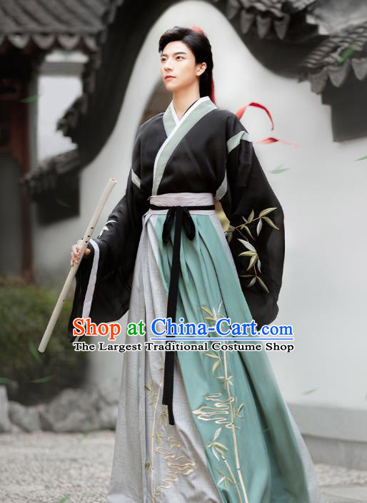 Chinese Ancient Childe Hanfu Clothing Traditional Jin Dynasty Swordsman Historical Costumes Complete Set for Men