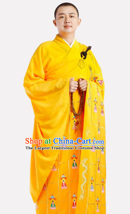 Chinese Traditional Monk Thousand Buddhas Kasaya Costume Meditation Vestment Garment Buddhist Golden Cassock for Men