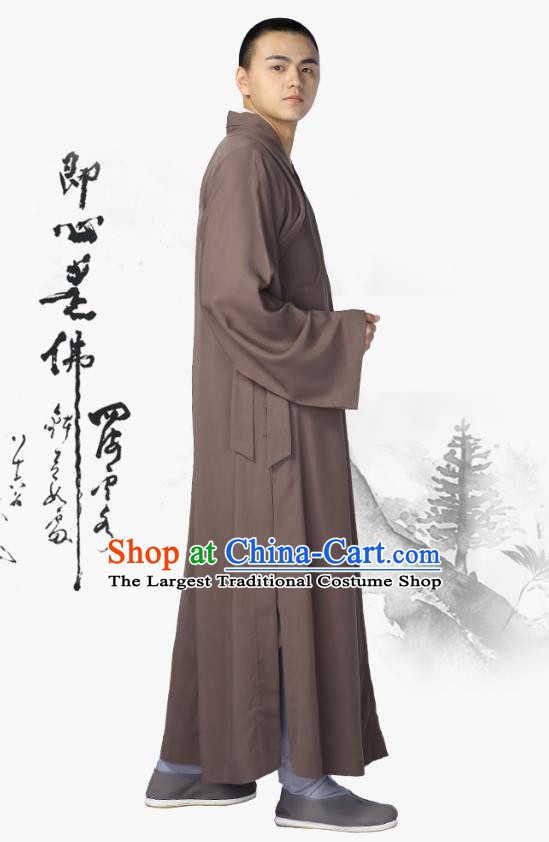 Chinese Traditional Buddhist Bonze Costume Meditation Garment Monk Orange Robe Frock for Men