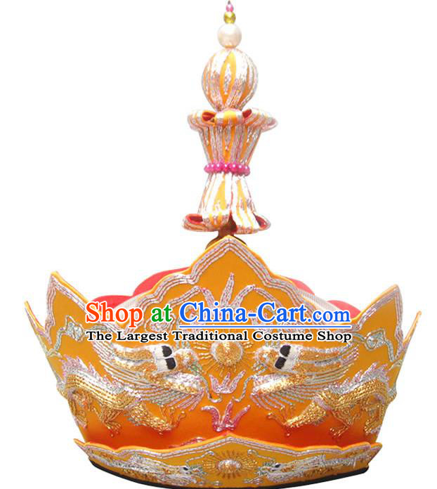 Chinese Traditional Buddhist Hair Accessories Mitre Vairocana Headwear Top Grade Monk Embroidered Dragons Golden Hat