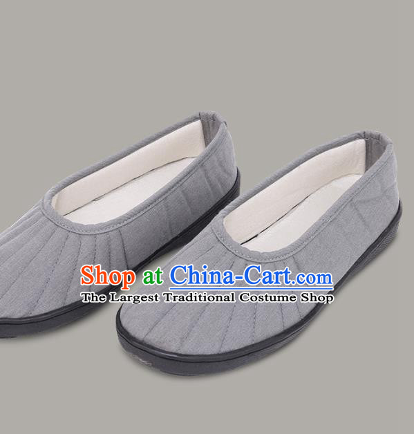 Top Grade Chinese Monk Shoes Traditional Buddhist Shoes Priest Grey Shoes