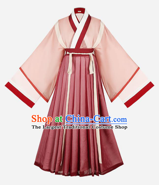 Chinese Ancient Young Female Hanfu Dress Traditional Garment Jin Dynasty Palace Princess Historical Costumes Complete Set