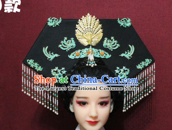 Chinese Ancient Imperial Consort Phoenix Coronet Hair Jewelry Traditional Handmade Hairpins Qing Dynasty Queen Hair Accessories Complete Set