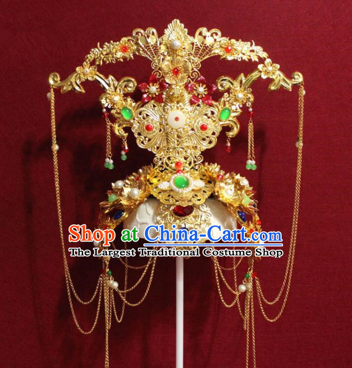 Chinese Ancient Imperial Consort Golden Phoenix Coronet Hair Jewelry Traditional Handmade Hairpins Hair Accessories Complete Set