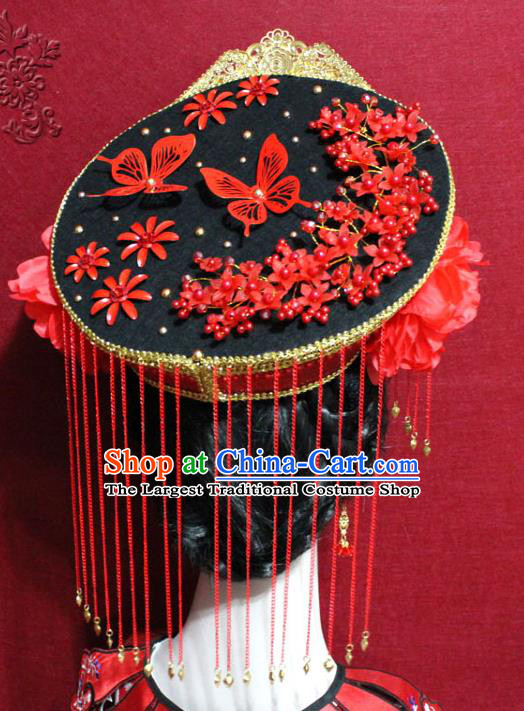 Traditional Chinese Ancient Qing Dynasty Imperial Consort Phoenix Coronet Handmade Hair Jewelry Hair Accessories Hat Complete Set
