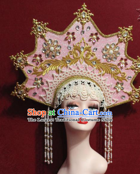 Traditional Chinese Ancient Queen Pink Phoenix Coronet Handmade Hair Jewelry Tassel Hair Accessories Complete Set