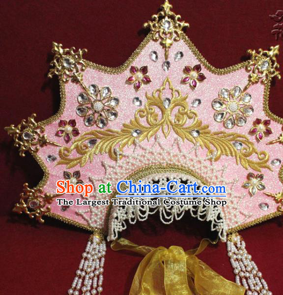 Traditional Chinese Ancient Queen Pink Phoenix Coronet Handmade Hair Jewelry Tassel Hair Accessories Complete Set