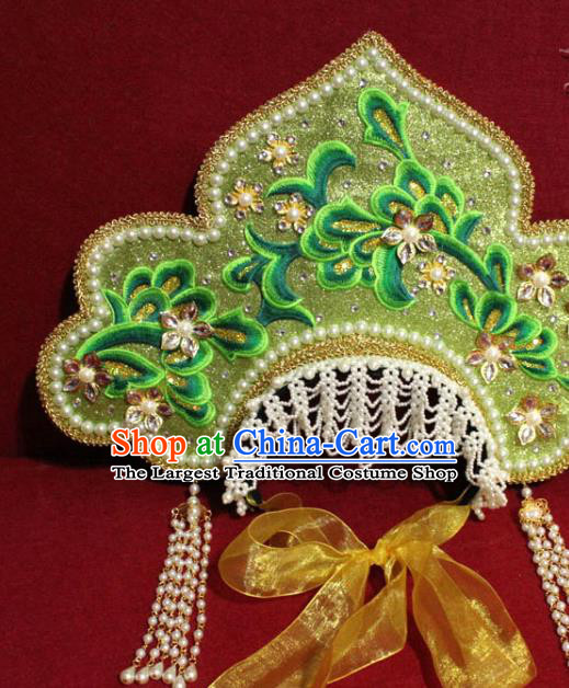 Traditional Chinese Ancient Queen Green Phoenix Coronet Handmade Hair Jewelry Tassel Hair Accessories Complete Set