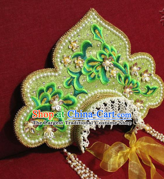 Traditional Chinese Ancient Queen Green Phoenix Coronet Handmade Hair Jewelry Tassel Hair Accessories Complete Set