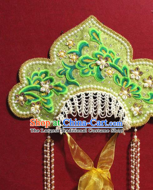 Traditional Chinese Ancient Queen Green Phoenix Coronet Handmade Hair Jewelry Tassel Hair Accessories Complete Set