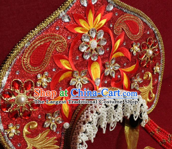 Traditional Chinese Ancient Queen Red Phoenix Coronet Handmade Hair Jewelry Tassel Hair Accessories Complete Set