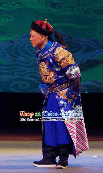 Xiang Jiuxiao Chinese Peking Opera Elderly Male Garment Costumes and Headwear Beijing Opera Qing Dynasty Eunuch Apparels Clothing