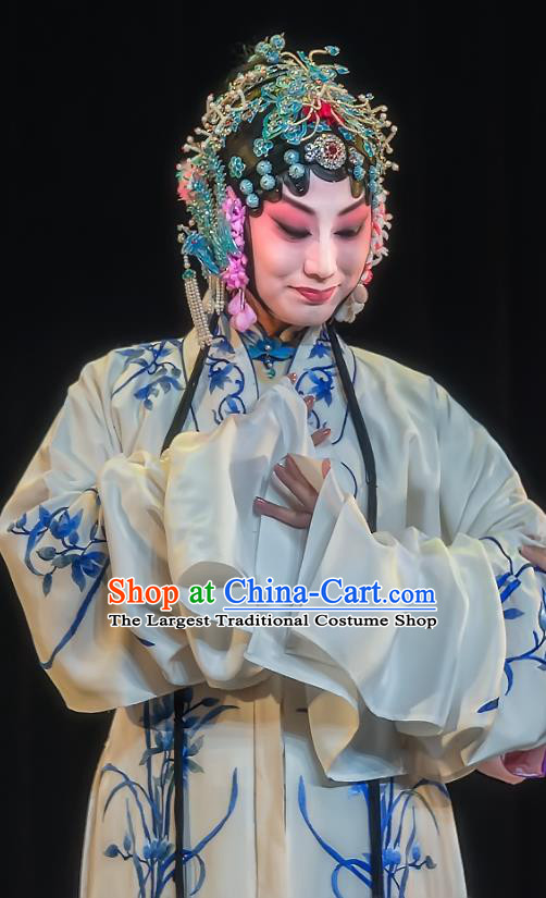 Chinese Sichuan Opera Young Female Zhuo Wenjun Garment Costumes and Hair Accessories Traditional Peking Opera Diva Dress Hua Tan Apparels