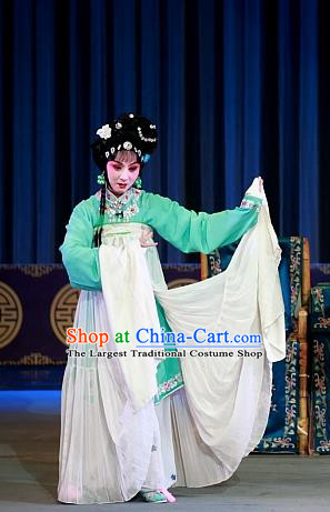 Chinese Sichuan Opera Hua Tan Cao Yue E Garment Costumes and Hair Accessories Cao Fu Zou Xue Traditional Peking Opera Young Lady Dress Actress Apparels