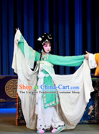 Chinese Sichuan Opera Hua Tan Cao Yue E Garment Costumes and Hair Accessories Cao Fu Zou Xue Traditional Peking Opera Young Lady Dress Actress Apparels