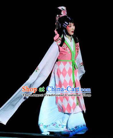 Chinese Sichuan Opera Young Lady Garment Costumes and Hair Accessories The Jade Hairpin Traditional Peking Opera Hua Tan Dress Diva Chen Jiaolian Apparels